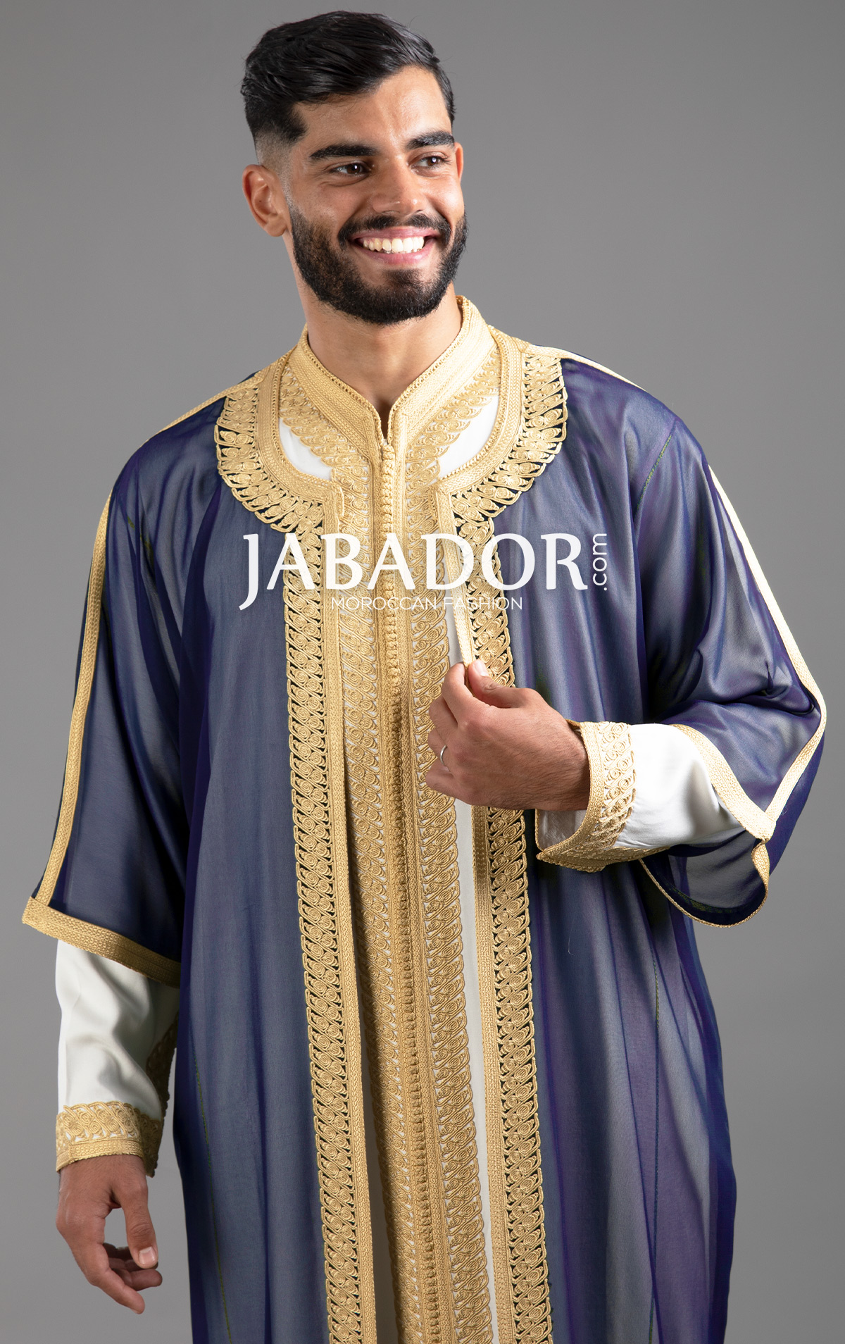 Blue and Gold Men's Nikkah Caftan - Jabador.com